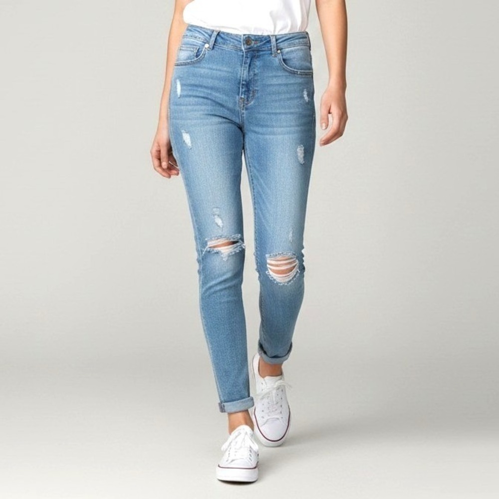 Iris Jeans Los Angeles Womens Skinny Distressed Light Wash Mid Rise Size 3 NEW